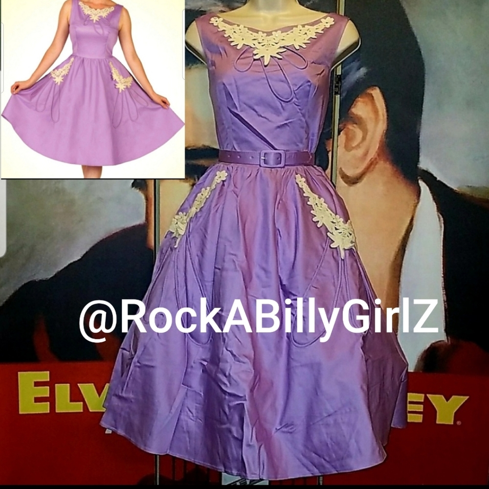 Tatyana Wisteria  Dress 50s Gem Antique Applique